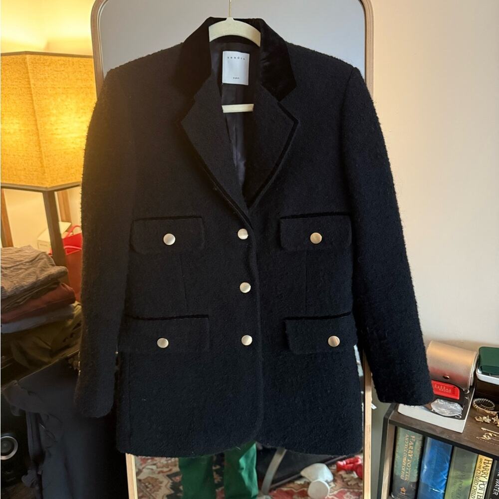 Sandro Black Blazer with Gold Buttons